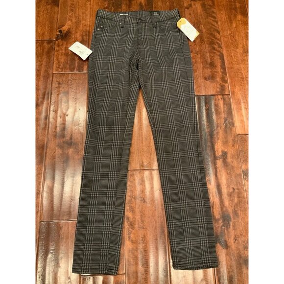 AG Adriano Goldschmied Black & Gray Houndstooth Cigarette Ankle Pant, Sz 24, NWT - Picture 1 of 9